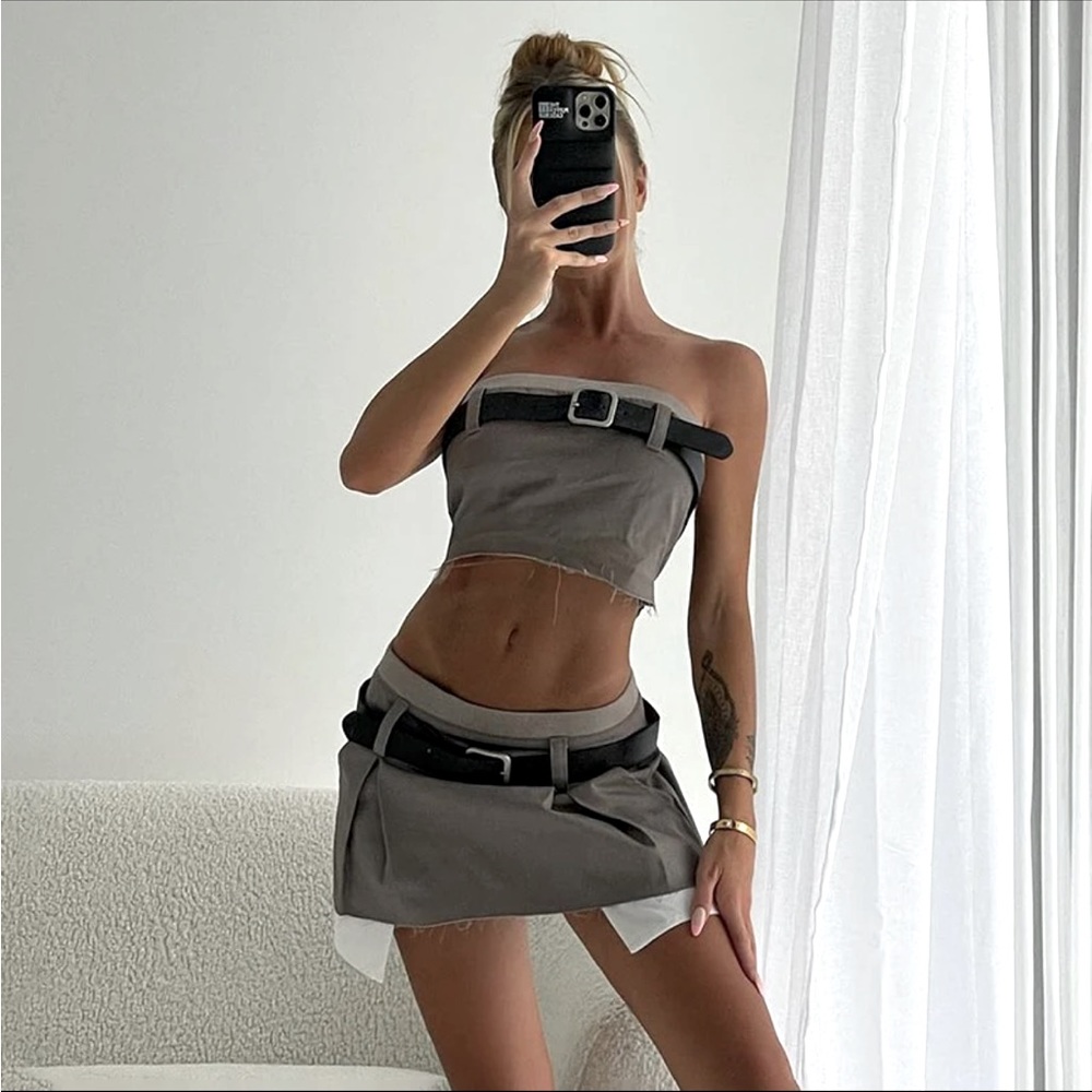 Y2K Festival belt top & skirt set xs
